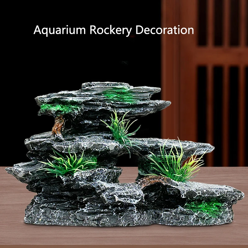 Pet Supplies Fish - Harz Aquarium Steingarten Berg Dekoration Künstliche