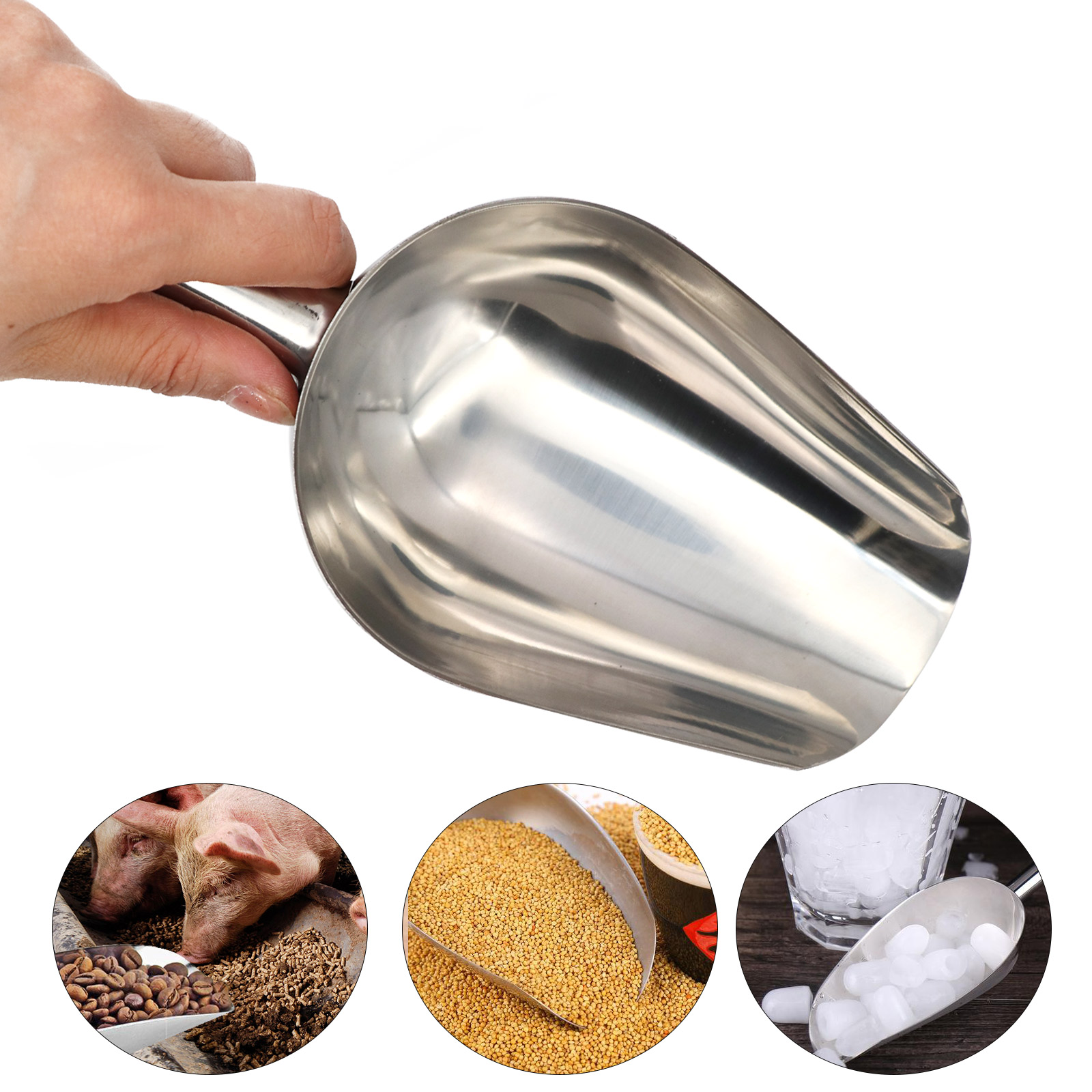 Pet Supplies Dog Food - Tiernahrungsschaufel, Edelstahl-Hundefütterungsschaufel, Katzen-Trockenfutterschaufel, große Kapazität, verdickende